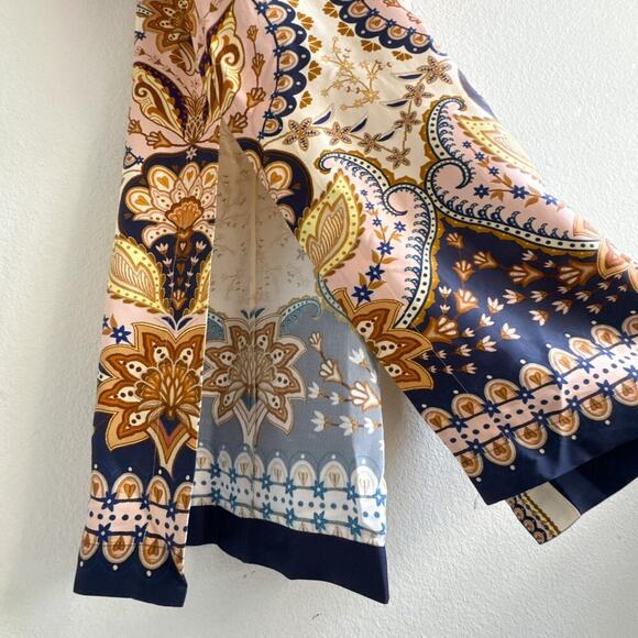 Farm Rio Boho Paisley Midi Dress Beige Long Sleeve Size Medium NWT - Picture 5 of 13